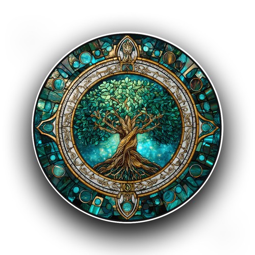 Emerald tree life stained - of,