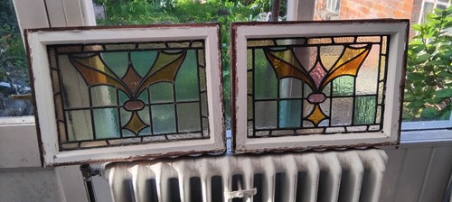 Two stunning antique leaded - two,