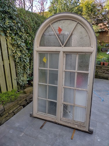Large arch window wooden frame - window,