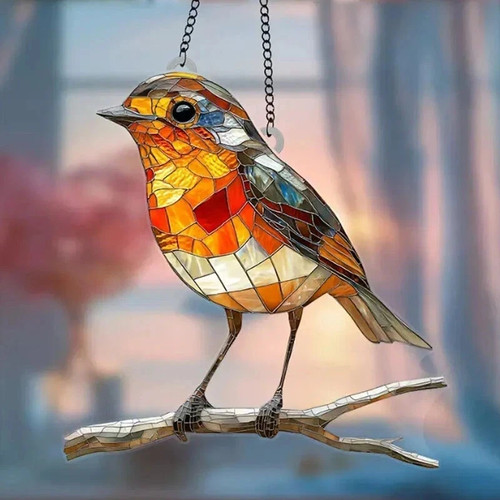 Large robin bird - robin, twig